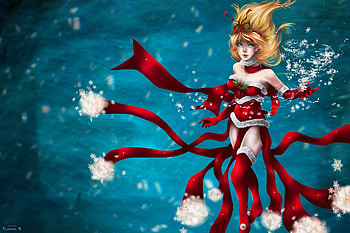 Magic Christmas, girl, dress, art, santa HD wallpaper
