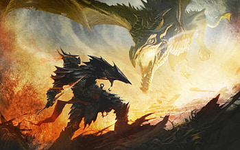 medieval dragons | Skyrim Elder Scrolls Knight Medieval Dragon Drawing fantasy . HD wallpaper