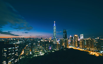 Cities, Architecture, View From Above, Night City, Skyscrapers, China, Taiwan, Taipei HD wallpaper