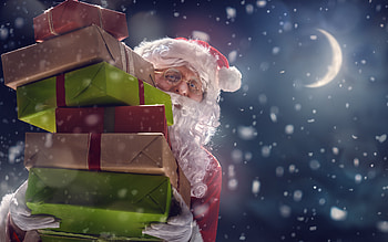 Santa Claus with gifts, Christmas night, Santa Claus, boxes with gifts, New Year, Merry Christmas HD wallpaper