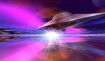Nova storm, pink sea, pink sky, spaceship HD wallpaper