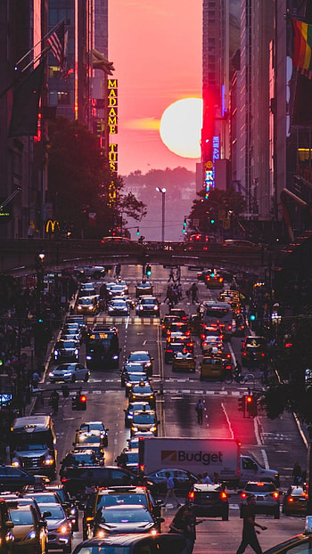 New York City, Travels, Street Sunset, Mobile HD phone wallpaper