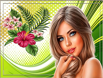 Dream of Flowers, girl, flowers, painting, green HD wallpaper