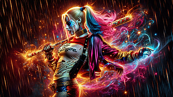 Harley Quinn Obsession, harley-quinn, superheroes, artwork, art, digital-art, ai, deviantart, two-toned-hair HD wallpaper