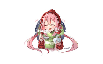Long hair, anime girl, minimal, Nadeshiko Kagamihara, Yuru Camp HD wallpaper