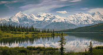 Reflection, grass, nature, tree, mountain, River, lake HD wallpaper