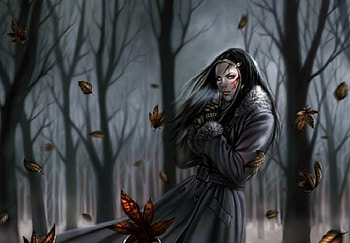 On a Windy Day, coat, leaves, fantasy, trees, gloves, female HD wallpaper