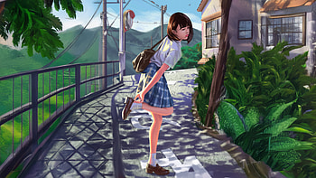 Morning Rush A School Day Begins, artist, artwork, art, digital-art, school, anime-girl, artstation HD wallpaper