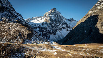 Mountain peak, Snow nature, Landscape background, Mountains HD wallpaper