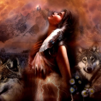 Native American, Women, Artistic, Eagle, Maiden, Spirit, Hawk, Fire, Wolf HD phone wallpaper