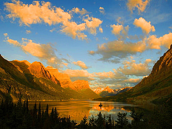 Natural gold, golden, natural, beautiful, gold, mountain, lake, reflection, clouds, nature, sky, water HD wallpaper