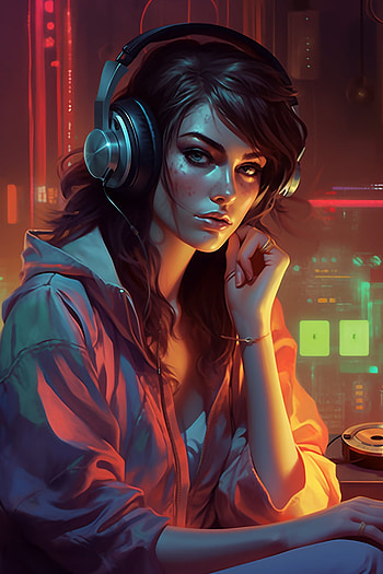 Girl with heads, AI Art, music, DJ HD phone wallpaper