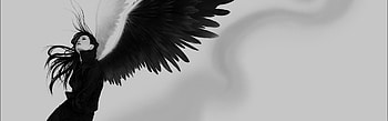 angel, wings, white, black, girl HD wallpaper