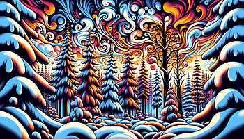 Enchanted Winter Forest, winter, winter forest, forest, colorful, Abstract HD wallpaper