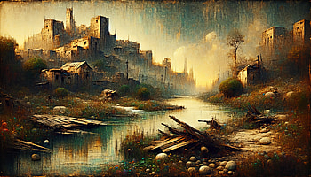 Grunge Vibes: Ultra of a Forgotten Landscape, grunge, river, landscape HD wallpaper