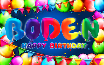 Happy Birtay Boden, , colorful balloon frame, Boden name, blue background, Boden Happy Birtay, Boden Birtay, popular american male names, Birtay concept, Boden HD wallpaper