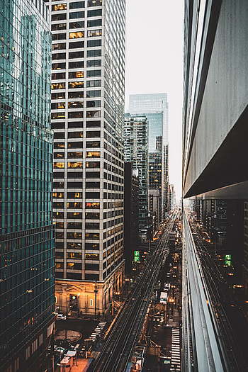 Cities, Auto, City, Building, Skyscrapers, Railway HD phone wallpaper