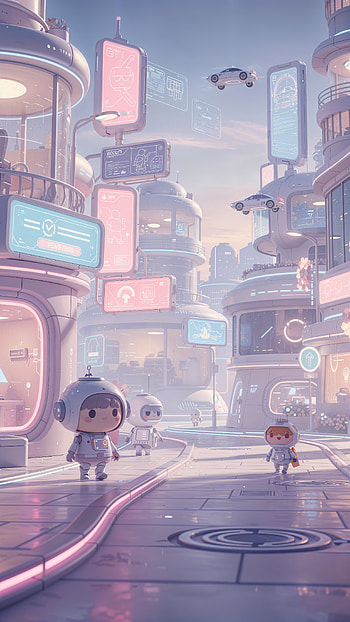 Pastel Pocket City — Cute Futuristic , Futuristic City, Flying Car HD phone wallpaper