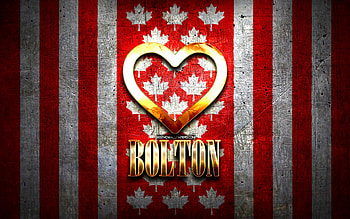 I Love Bolton, canadian cities, golden inscription, Day of Bolton, Canada, golden heart, Bolton with flag, Bolton, favorite cities, Love Bolton HD wallpaper