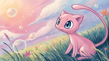 Mew in Bloom: A Stunning Ultra, Mew (Pokémon), cute, mythical creature, pink HD wallpaper
