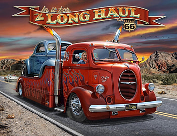 The Long Haul, route 66, painting, truck, smokey joe HD wallpaper