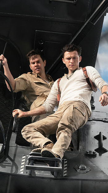 Uncharted, Tom Holland's portrayal, Mark Wahlberg's role, High-octane excitement HD phone wallpaper