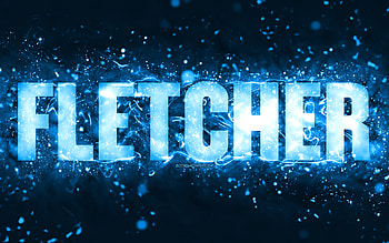 Happy Birtay Fletcher, , blue neon lights, Fletcher name, creative, Fletcher Happy Birtay, Fletcher Birtay, popular american male names, with Fletcher name, Fletcher HD wallpaper