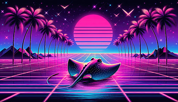 Stingray Synthwave Mood Sunset, synthwave, stingray, vaporwave, artist, artwork, digital-art HD wallpaper
