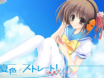 Listening to Music, music, heads, anime, smile, blushing, school uniform, school girl HD wallpaper