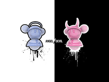 Angel and Devil, devil, angel, cartoon, art HD wallpaper