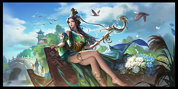 Fantasy girl, superb, blue, frumusete, fantasy, green, gorgeous, girl, yuanyuan wang HD wallpaper