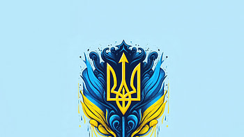 : Ukrainian Tryzub — Blue & Gold Crest, Ukraine HD wallpaper