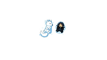 Jon Snow And Ghost, jon-snow, ghost, artwork, art, digital-art, game-of-thrones, dragon, tv-shows HD wallpaper