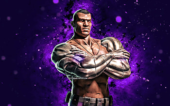 Classic Jax Briggs, , violet neon lights, Mortal Kombat Mobile, fighting games, MK Mobile, creative, Mortal Kombat, Classic Jax Briggs Mortal Kombat HD wallpaper
