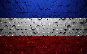 Flag of Schleswig-Holstein, honeycomb art, Schleswig-Holstein hexagons flag, Schleswig-Holstein, 3d hexagons art, Schleswig-Holstein flag HD wallpaper