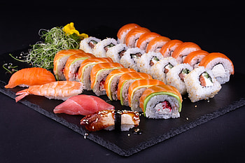 Mouth-watering sushi, Traditional Japanese food, Artful presentation, Culinary delight HD wallpaper