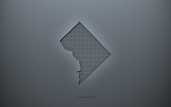 District of Columbia map, gray creative background, District of Columbia, USA, gray paper texture, American states, District of Columbia map silhouette, map of District of Columbia, gray background, District of Columbia 3d map HD wallpaper