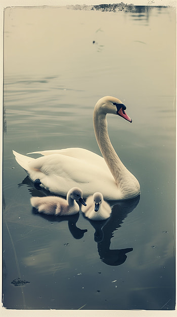 Swan Family Polaroid - Serene Cygnet HD phone wallpaper