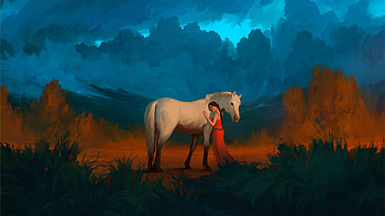 My Horse Friend , horse, artist, artwork, digital-art, artstation HD wallpaper