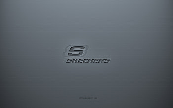 Skechers logo, gray creative background, Skechers emblem, gray paper texture, Skechers, gray background, Skechers 3d logo HD wallpaper