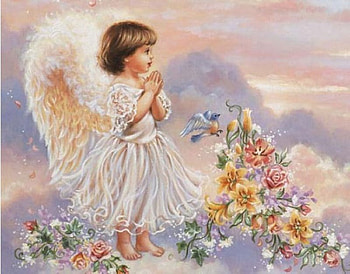 By Dona Gelsinger, wing, painting, art, flower, cute, angel, dona gelsinger HD wallpaper