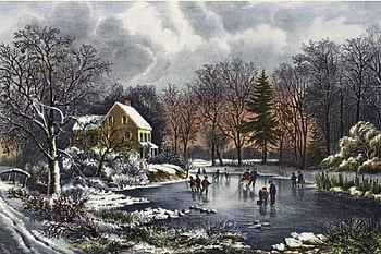 Day On The Ice, river, fishing, skating, house HD wallpaper