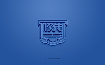 Kitchee SC, creative 3D logo, blue background, Hong Kong Premier League, 3d emblem, Hong Kong Football Club, Hong Kong, 3d art, football, Kitchee SC 3d logo HD wallpaper