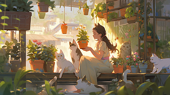 Cat Lady, cat, AI Art, Pastel Color HD wallpaper
