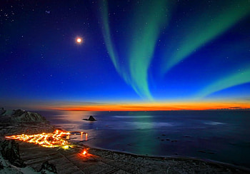 Norway Sunset, sea, lights, clouds, nature, norway, sunset, ocean, beach HD wallpaper