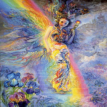 Iris keeper of the rainbow, iris, josephine wall, rainbow, fantasy, art HD wallpaper