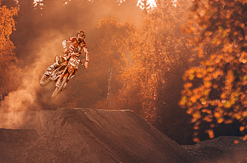 Motorcycle Stunter Dirt Bike Extreme, bike, motorcycle, autumn, forest HD wallpaper