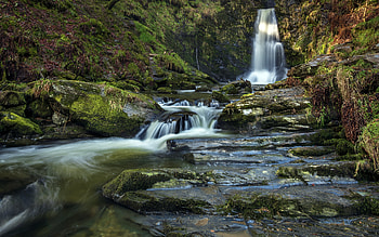 Waterfall, nature, water, stream HD wallpaper