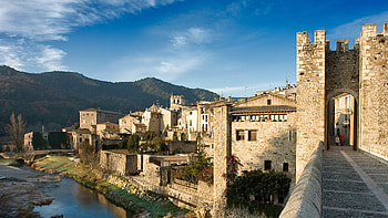Bridge River Spain Town Blue Sky Background Travel HD wallpaper