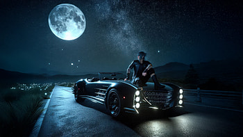 Midnight Escape Stars Above Wheels Below, night, star, wheel, car, moon, sky, road, artist, artwork, art, digital-art, ai, deviantart HD wallpaper